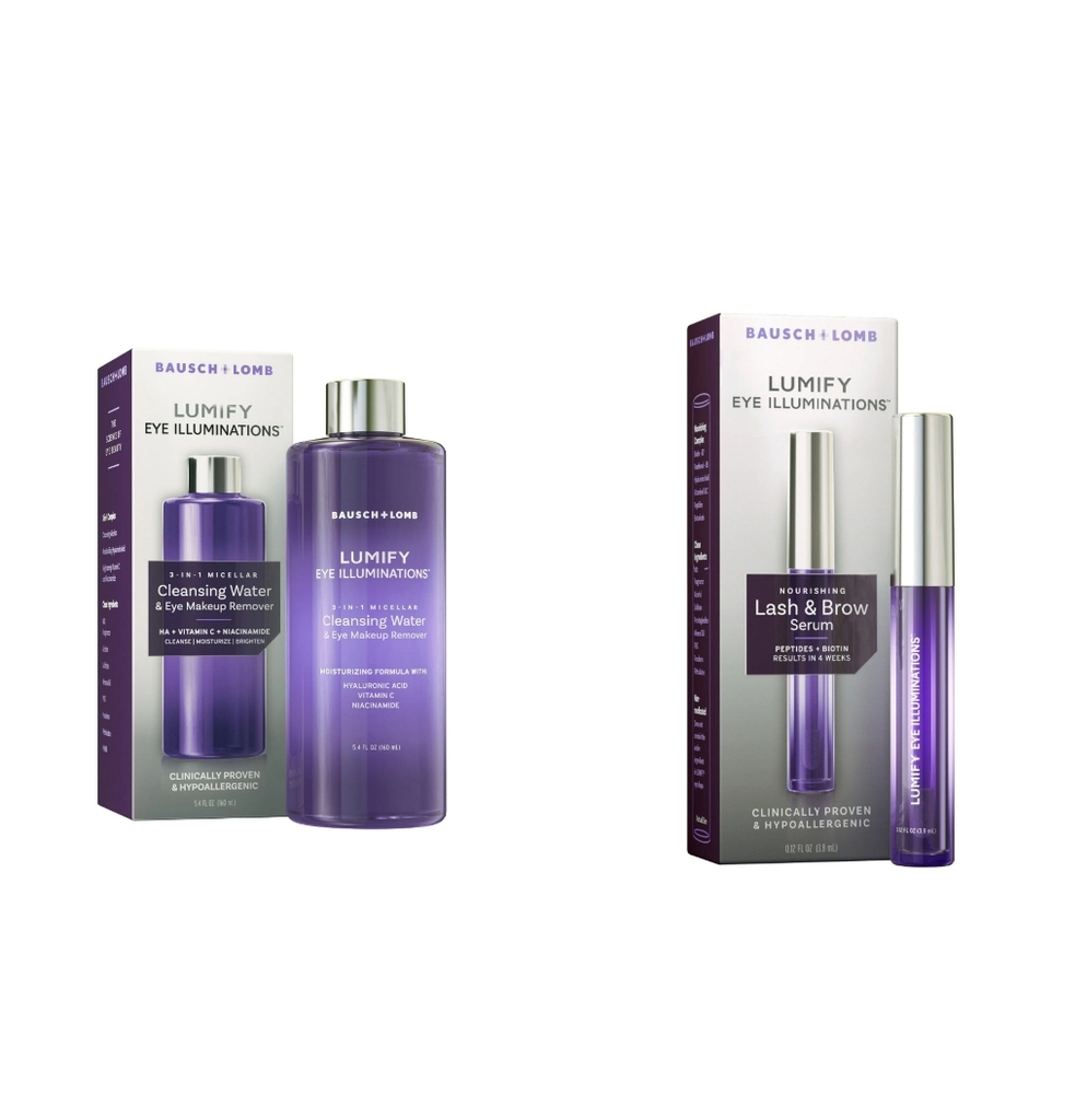 Bausch + Lomb Lumify Cleansing Water and Lash & Brow Serum Set